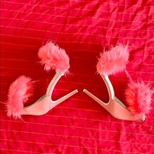 Jeffrey Campbell faux fur hot pink heels